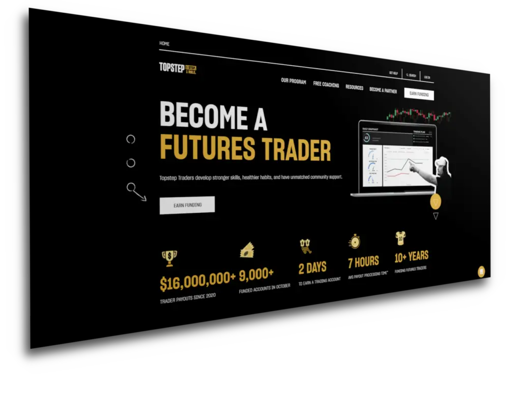 Topstep trader nettisivu